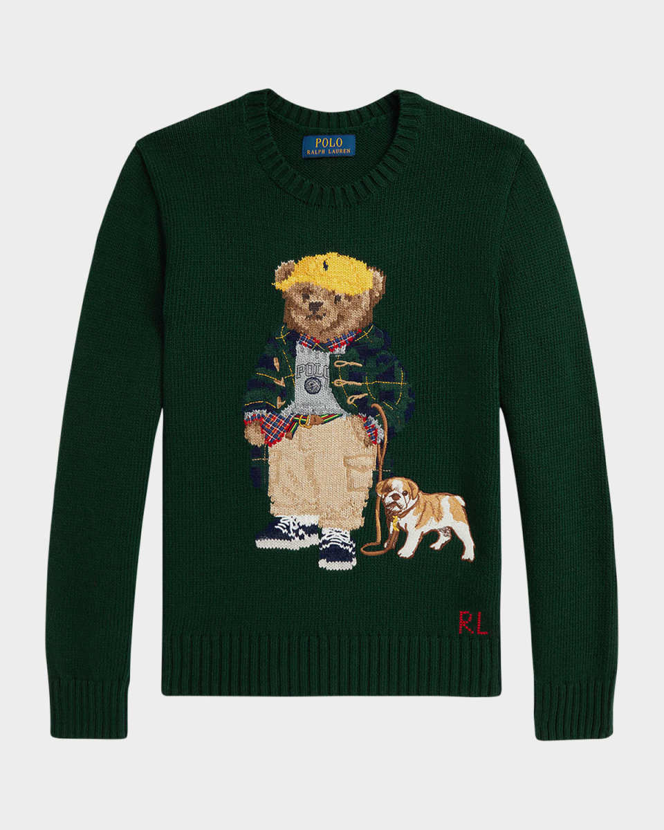 Boy's Polo Bear Crewneck Sweater, Size S-XL